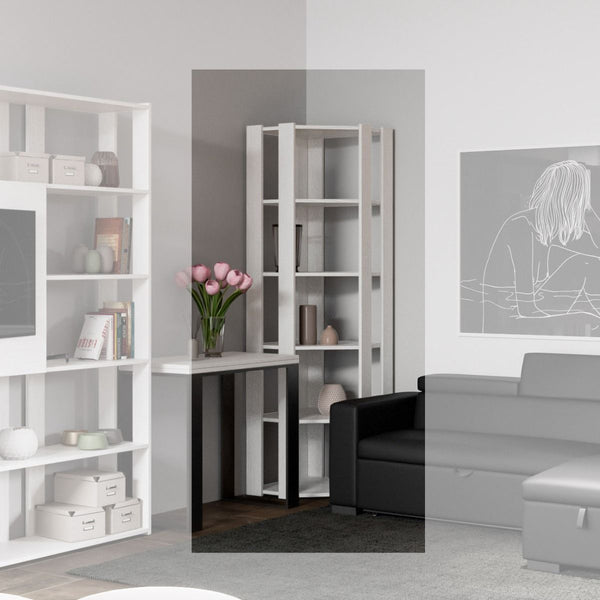 Libreria Angolare Moderna 5 Ripiani 60,3x60,3x205 cm in nobilitato Bianco sconto