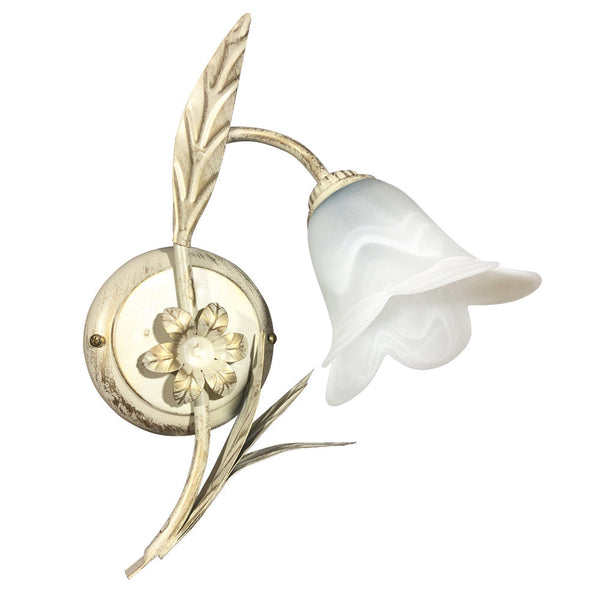 sconto Applique 1xE14 Montatura Av Oro Vetro Spugnato Bianco E-Energy Amelia