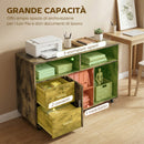 Mobile Porta Stampante 100x35x65 cm a Rotelle con 2 Cassetti 3 Ripiani e 2 Armadietti in Legno Marrone      