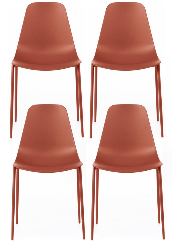 sconto Set 4 Sedie 49x48,5xH88 cm in Polipropilene Frida Ruggine