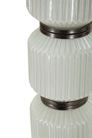 Lampada da Terra Bright One Ø42,5x163 cm in Vetro e Ferro e Tessuto Bianco e Grigio      