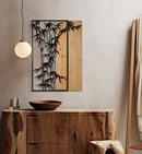 Pannello da Muro Bamboo 58x2x80 cm in Ferro e MDF Nero e Marrone      