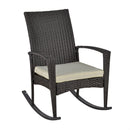 Sedia a Dondolo con Braccioli 66x88x98 cm in Rattan Marrone