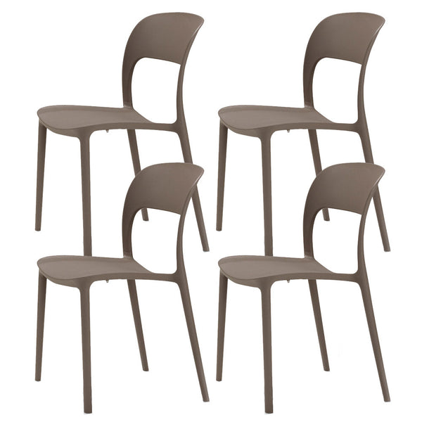 online Set 4 Sedie Impilabili 85x45x56 cm in Polipropilene e Fibra di Vetro Kate Tortora