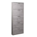 Scarpiera Salvaspazio 5 Ante 15 Paia 65x15x164 cm in Truciolare Nobilitato Cemento