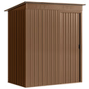 Casetta da Giardino 159x106x181 cm con Prese d'Aria e Porta Scorrevole in Metallo Marrone      