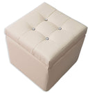 Cubo Pouf Contenitore in Similpelle e Cristalli Renier Crema