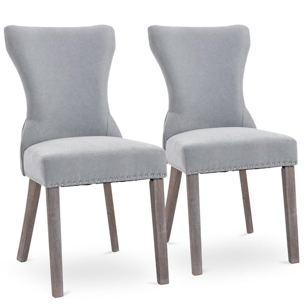 sconto Set 2 Sedie Imbottite 45x66x92,5 cm in Tessuto Grigie