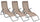 Set 3 Sedie Sdraio Pieghevoli 134x58x107 cm in Ferro e Textilene Tortora