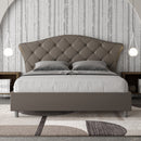 Letto Matrimoniale con Testata e Alzata Doppia Imbottito in Similpelle Langre Cappuccino Varie Misure