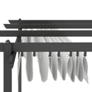 Gazebo da Giardino Pergola 390x390x223 cm con Tettuccio Retrattile 8 Viti e 8 Picchetti in Alluminio Poliestere e Metallo Bianco     