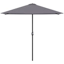 Mezzo Ombrellone da Giardino Mezzaluna 230 x130x245 cm con Apertura a Manovella Grigio