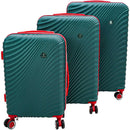 Set 3 Valigie Rigide con Ruote Easy Roll Trolley Bagaglio da Viaggio Verde      