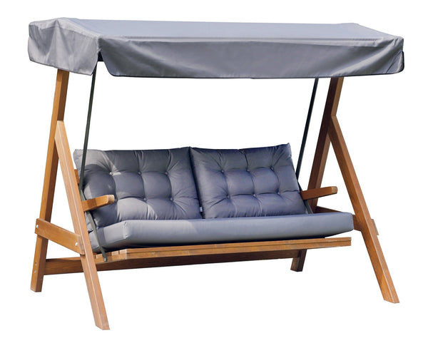 online Dondolo da Giardino 3 Posti 190x120x180 cm in Legno con Cuscini Grigio