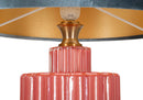 Lampada da Tavolo Helene Tower Ø40x70 cm in Vetro e Ferro e Tessuto Rosso e Blu      