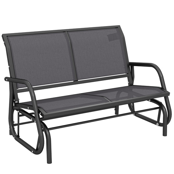 acquista Panchina a Dondolo 2 Posti da Giardino 120x70x85 cm in Metallo e Tessuto a Rete Grigio