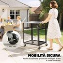 Carrello per Barbecue 82x55x79 cm con Piano 4 Ganci a S Maniglia e Apribottiglie in Acciaio Inox Nero      