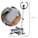Stepper con Monitor LCD Manubrio Regolabile ed Elastici in Acciaio e ABS Bianco e Grigio      