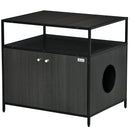 Mobile Lettiera per Gatti 70x55x65,5 cm in Legno e Acciaio Nera