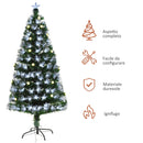 Albero di Natale Artificiale 150 cm 180 Rami con Luce LED Fibre Ottiche  Pino Verde