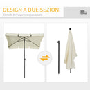 Ombrellone da Giardino 2x1.25 m Palo Ø28 mm in Alluminio Inclinabile Crema 