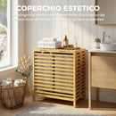 Cesto Portabiancheria 55x36x64,2 cm 2 Sacche Rimovibili e Lavabili 64L con Coperchio in Tessuto Oxford in Bambù      
