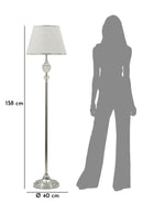 Lampada da Terra Kody Ø40x158 cm in Ferro e Tessuto Argento e Bianco      