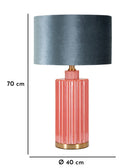 Lampada da Tavolo Helene Tower Ø40x70 cm in Vetro e Ferro e Tessuto Rosso e Blu      