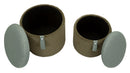 Puff con Contenitore Bolzano Verde Set 2 Pz Ø38x38 cm - Ø32x28 cm in MDF e Spugna e Poliestere Verde      