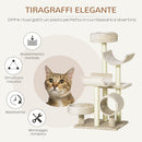 Albero Tiragraffi con Cucce e Tunnel multi-livello Beige 50x40x105 cm 