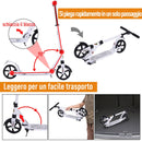 Monopattino per Ragazzi Pieghevole Regolabile 90-105 cm Bianco 
