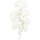 Decorazione Murale 3D 51x94,5 cm in Metallo Foglia di Ginkgo Oro