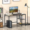 Scrivania da Ufficio 120x60x76 cm 2 Ripiani in Metallo e Truciolare Marrone e Nero