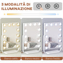 Specchio da Tavolo con LED 32,8x11x47,4 cm per Trucco Make up Bianco