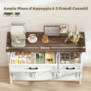 Credenza da Cucina 110x35x80,5 cm con 3 Ante a Fienili 2 Cassetti e 2 Ripiani Regolabili in Legno Bianco      