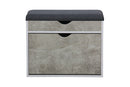 Scarpiera Panca con Scomparto e Cuscino 60x30x50 cm in Truciolare e Poliestere Grigio e Cemento