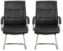 Set 2 Sedie Poltrone Attesa da Ufficio in Similpelle Norwich Nera