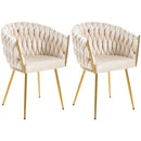 Set 2 Sedie per Sala da Pranzo e Ufficio in Velluto Beige Sedia Ergonomica