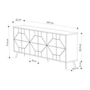 Madia con 6 Ante Credenza 184x35x77,4 cm Design Geometrico Moderno in Legno Rovere Tortora     