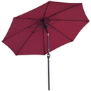 Ombrellone Rotondo e Regolabile Ø265x240 cm in Poliestere Metallo e Fibra di Vetro Rosso e Nero   