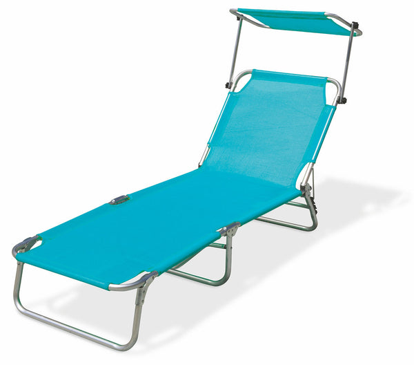 sconto Lettino Prendisole Pieghevole da Giardino in Alluminio con Tettuccio Soriani Vieste Verde Acqua