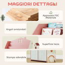 Scaffale Portagiochi per Bambini 62,5x30x91,5 cm con 2 Contenitori Rimovibili in Tessuto e Ripiani in Legno FSC Rosa      
