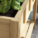Fioriera Rialzata 115x46x75 cm con Ripiano Inferiore Divisorio Fori di Drenaggio in Legno      