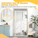 Cancello per Cani e Gatti Alto 180 cm Estensibile da 76-104 cm e Montaggio a Pressione Bianco      