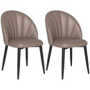 Set 2 Sedie da Pranzo Schienale a Conchiglia in Pelle PU Marrone   