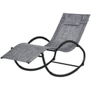 Sedia Sdraio a Dondolo Zero-Gravity da Esterno Impermeabile 155x61x88 cm con Poggiatesta Grigio
