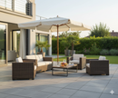 Ombrellone da Giardino 3x4 m Palo Ø48 mm in Legno Vorghini De Lux Ecrù