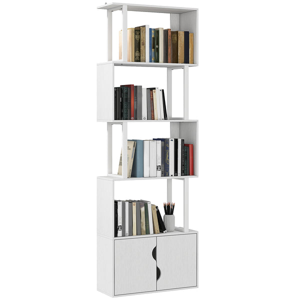 Libreria Moderna con 5 Ripiani 60x23.8x179,2 cm con Armadietto alla Base in Legno Bianco online