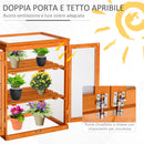 Mini Serra da Giardino 58x44x78 cm 3 Ripiani in Legno e Policarbonato Arancione