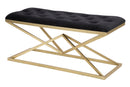 Panca Piramid 100x40x45 cm in Ferro e Spugna e Poliestere Oro e Nero